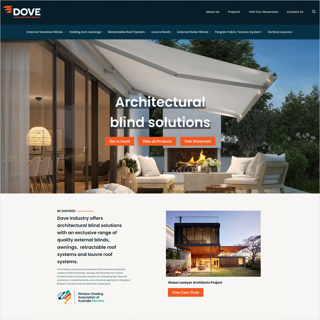 Architectural industry web design Brisbane for Dove Industry